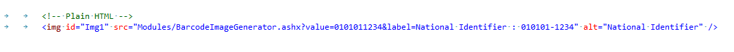 Bar Code PlainHTML